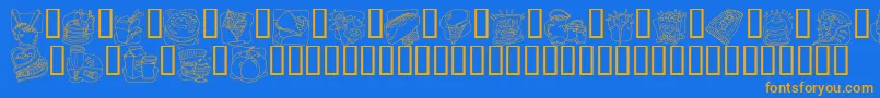 LmsJunkFoodJunkyDingBat Font – Orange Fonts on Blue Background