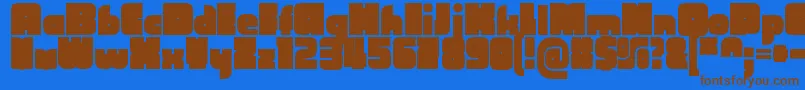 フォントCubefarmLatinRegular – 茶色の文字が青い背景にあります。