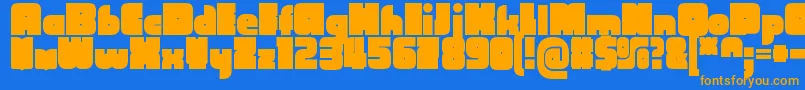 CubefarmLatinRegular-Schriftart – Orangefarbene Schriften auf blauem Hintergrund
