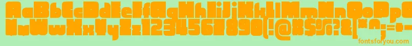 フォントCubefarmLatinRegular – オレンジの文字が緑の背景にあります。