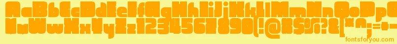 フォントCubefarmLatinRegular – オレンジの文字が黄色の背景にあります。