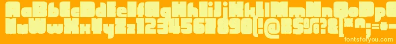 CubefarmLatinRegular-Schriftart – Gelbe Schriften auf orangefarbenem Hintergrund