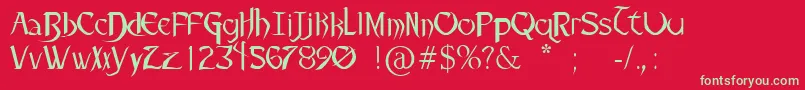 フォントPaulsHeartlessFont – 赤い背景に緑の文字