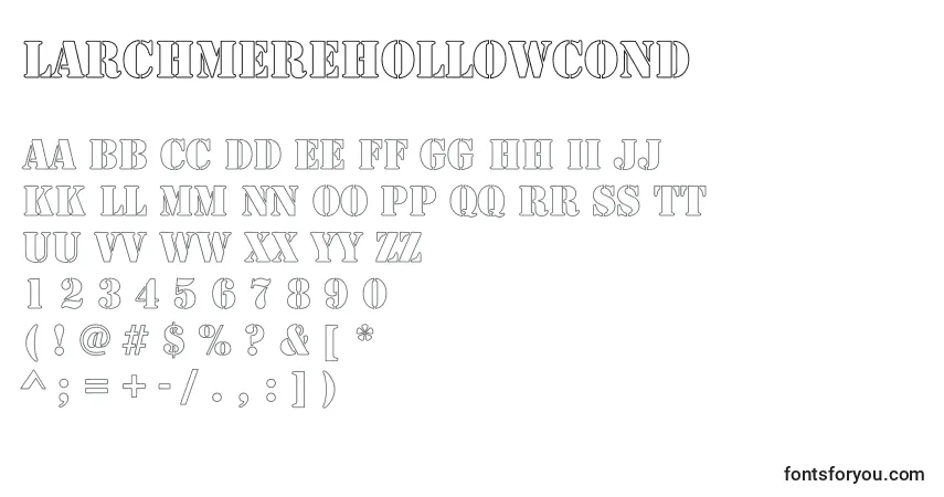 Schriftart LarchmereHollowCond – Alphabet, Zahlen, spezielle Symbole