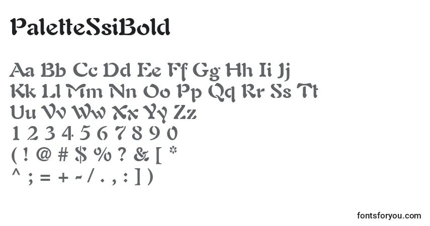 A fonte PaletteSsiBold – alfabeto, números, caracteres especiais