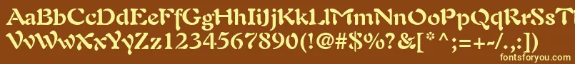 PaletteSsiBold-fontti – keltaiset fontit ruskealla taustalla