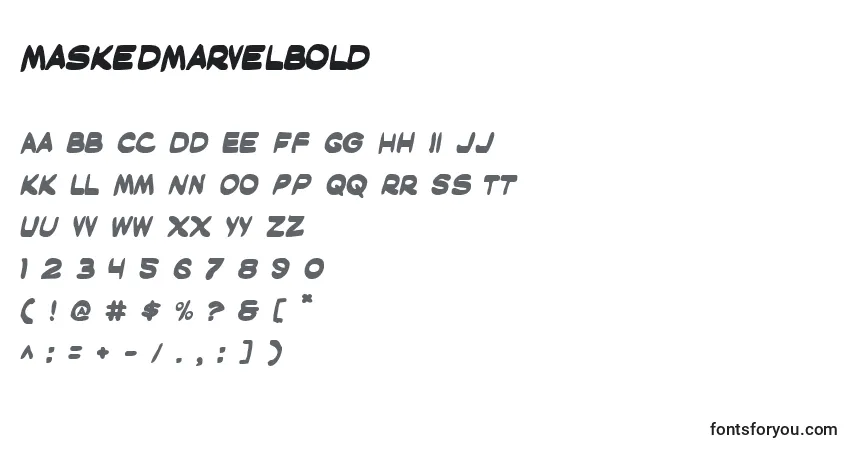 Schriftart MaskedMarvelBold – Alphabet, Zahlen, spezielle Symbole