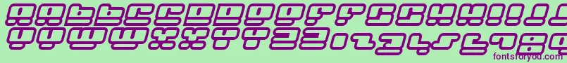 フォントFacePlantHollow2Italic – 緑の背景に紫のフォント