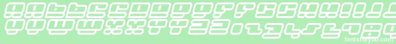 FacePlantHollow2Italic-Schriftart – Weiße Schriften auf grünem Hintergrund