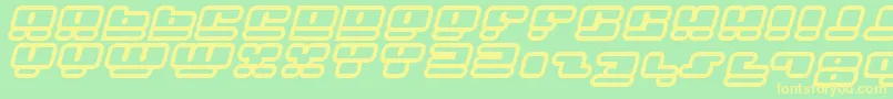 フォントFacePlantHollow2Italic – 黄色の文字が緑の背景にあります