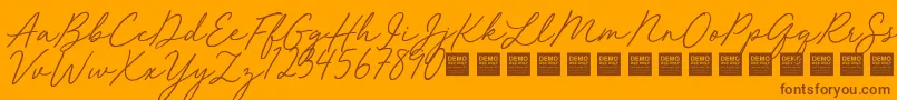 RedVelvetDemo-Schriftart – Braune Schriften auf orangefarbenem Hintergrund