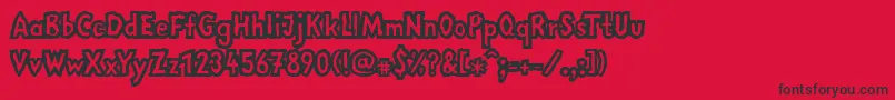 Fonte LinotypemegaNormal – fontes pretas em um fundo vermelho