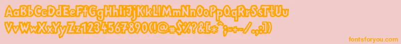 LinotypemegaNormal-Schriftart – Orangefarbene Schriften auf rosa Hintergrund