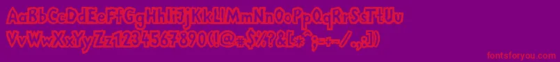 LinotypemegaNormal-Schriftart – Rote Schriften auf violettem Hintergrund