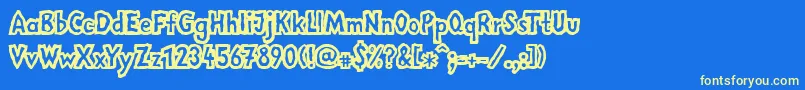 LinotypemegaNormal Font – Yellow Fonts on Blue Background