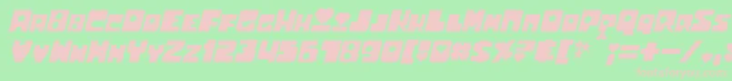 UtoniumBoldItalic-fontti – vaaleanpunaiset fontit vihreällä taustalla
