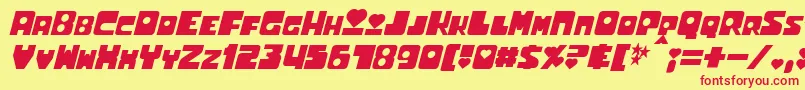 UtoniumBoldItalic Font – Red Fonts on Yellow Background