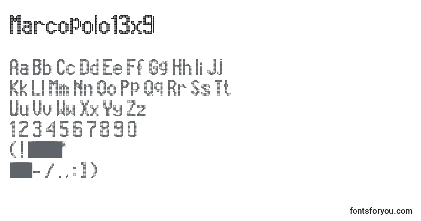 Czcionka Marcopolo13x9 – alfabet, cyfry, specjalne znaki