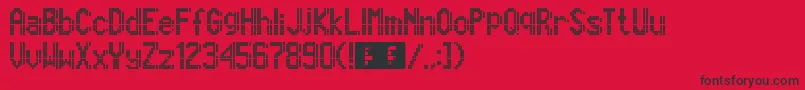 Marcopolo13x9-Schriftart – Schwarze Schriften auf rotem Hintergrund