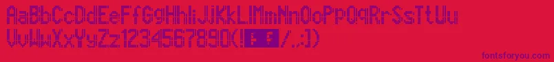 Marcopolo13x9-Schriftart – Violette Schriften auf rotem Hintergrund