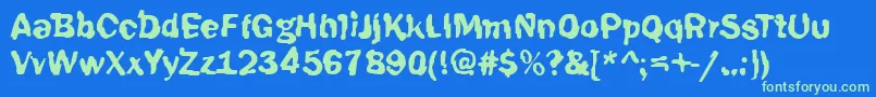 Funky39Bold Font – Green Fonts on Blue Background