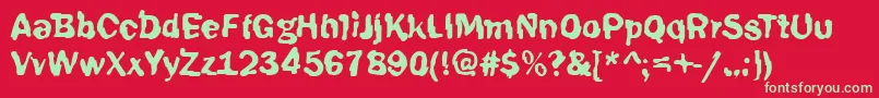 Funky39Bold Font – Green Fonts on Red Background