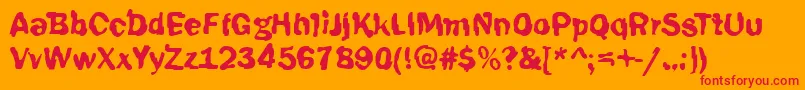 Funky39Bold Font – Red Fonts on Orange Background