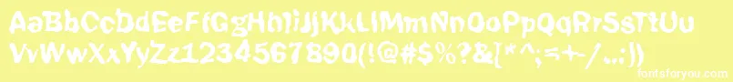 Funky39Bold-Schriftart – Weiße Schriften auf gelbem Hintergrund