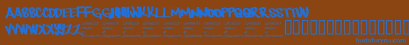 Therebemonsters Font – Blue Fonts on Brown Background