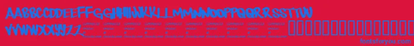 Therebemonsters Font – Blue Fonts on Red Background