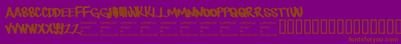 Więcej informacji o czcionce Therebemonsters Czcionka Therebemonsters – brązowe czcionki na fioletowym tle