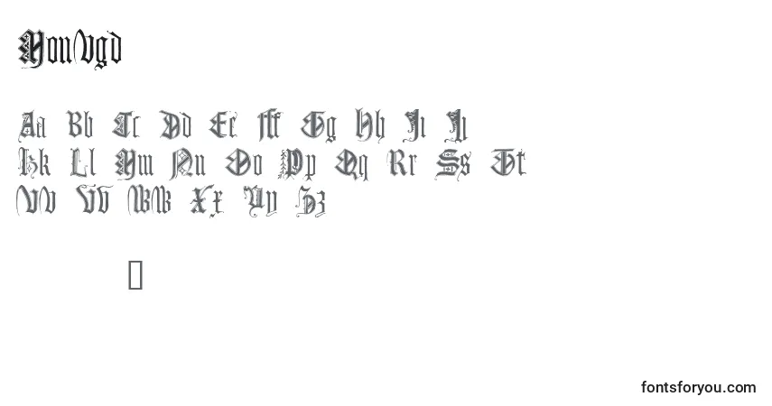 Czcionka Monugd – alfabet, cyfry, specjalne znaki