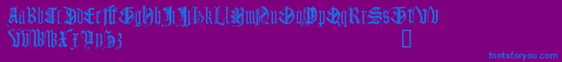 Monugd-Schriftart – Blaue Schriften auf violettem Hintergrund