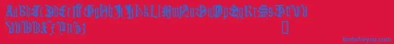 Monugd-Schriftart – Blaue Schriften auf rotem Hintergrund