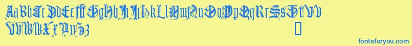 Monugd Font – Blue Fonts on Yellow Background