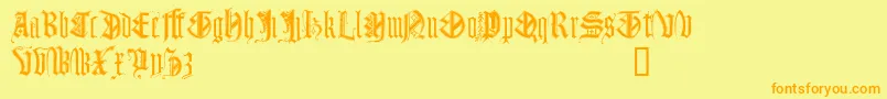 Monugd-fontti – oranssit fontit keltaisella taustalla
