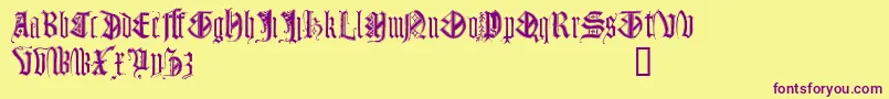 Monugd-Schriftart – Violette Schriften auf gelbem Hintergrund