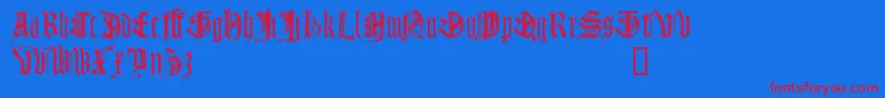 Monugd Font – Red Fonts on Blue Background