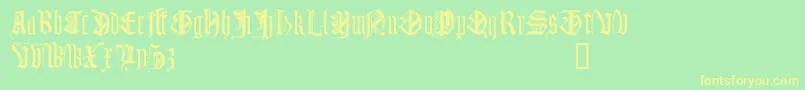 Monugd-Schriftart – Gelbe Schriften auf grünem Hintergrund