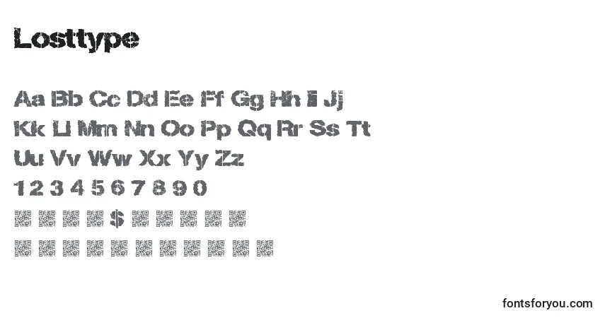 A fonte Losttype – alfabeto, números, caracteres especiais