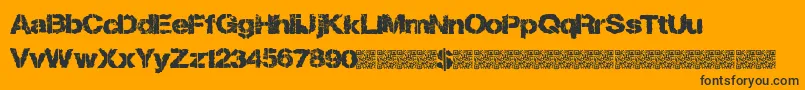 Losttype-Schriftart – Schwarze Schriften auf orangefarbenem Hintergrund