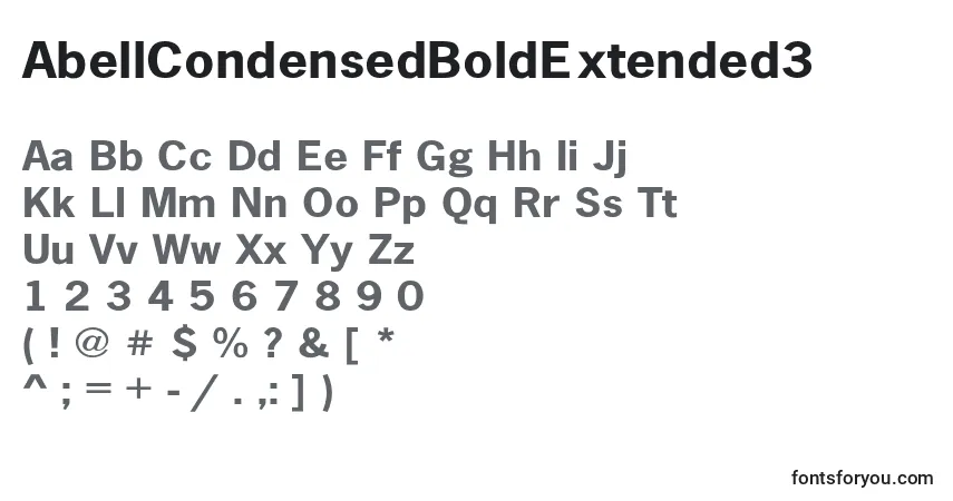 AbellCondensedBoldExtended3フォント–アルファベット、数字、特殊文字