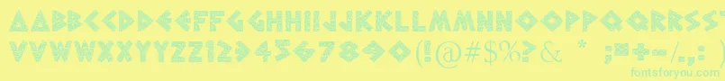 フォントGreekToMe – 黄色い背景に緑の文字