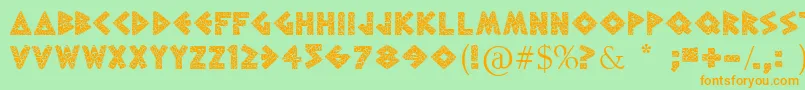 GreekToMe-Schriftart – Orangefarbene Schriften auf grünem Hintergrund