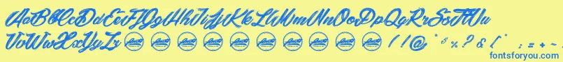 SnowballsCityPersonaluseonly Font – Blue Fonts on Yellow Background