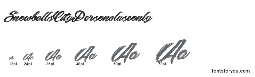 SnowballsCityPersonaluseonly Font Sizes