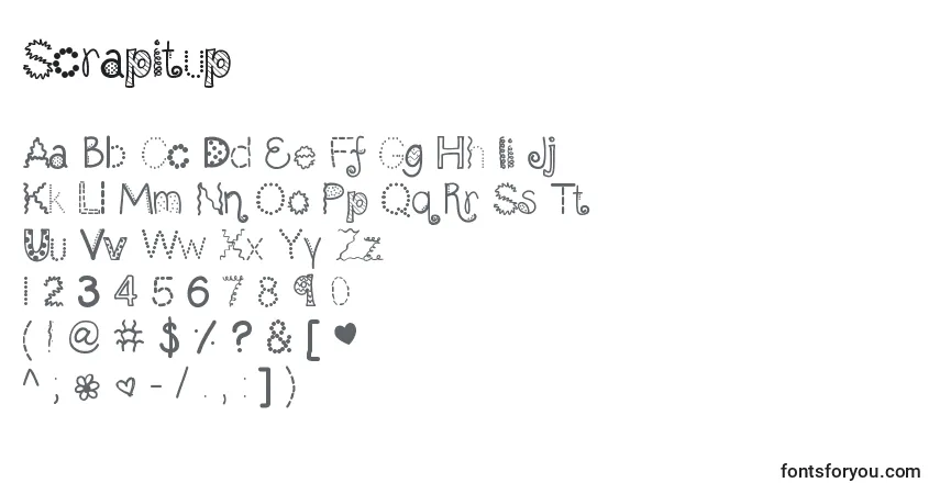 A fonte Scrapitup – alfabeto, números, caracteres especiais