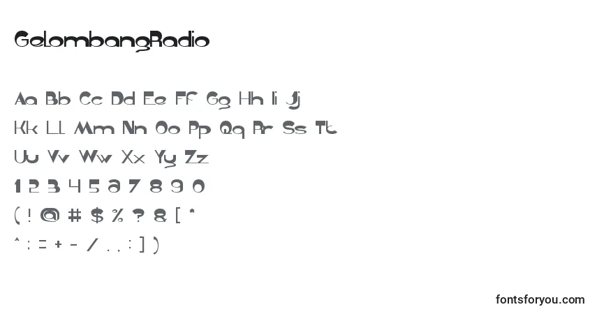 Schriftart GelombangRadio – Alphabet, Zahlen, spezielle Symbole