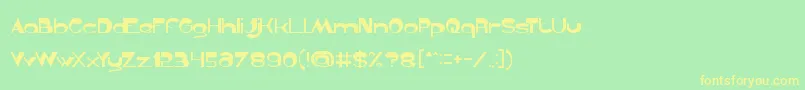 フォントGelombangRadio – 黄色の文字が緑の背景にあります