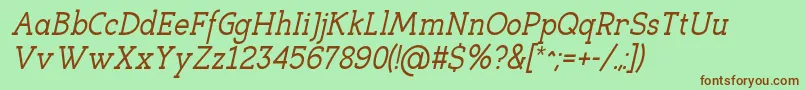 EligibleItalic Font – Brown Fonts on Green Background